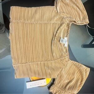 Pleated Square-Neck Top in Champagne